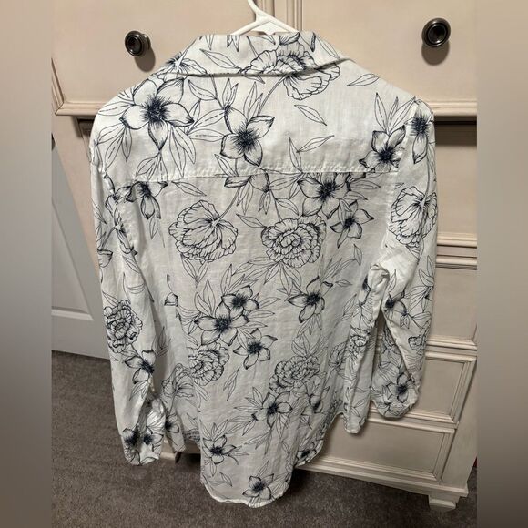 RACHEL ASHWELL Floral Cotton Button Front Blouse Size Large - Picture 4 of 4